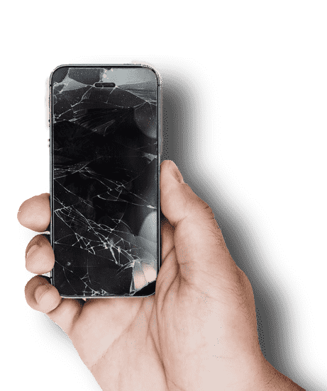 Person holding broken phone for screen replacement in Agra